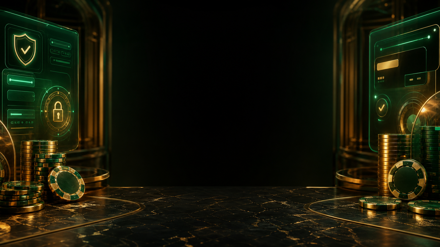 Emerald and gold Cazeus Casino cashier setting